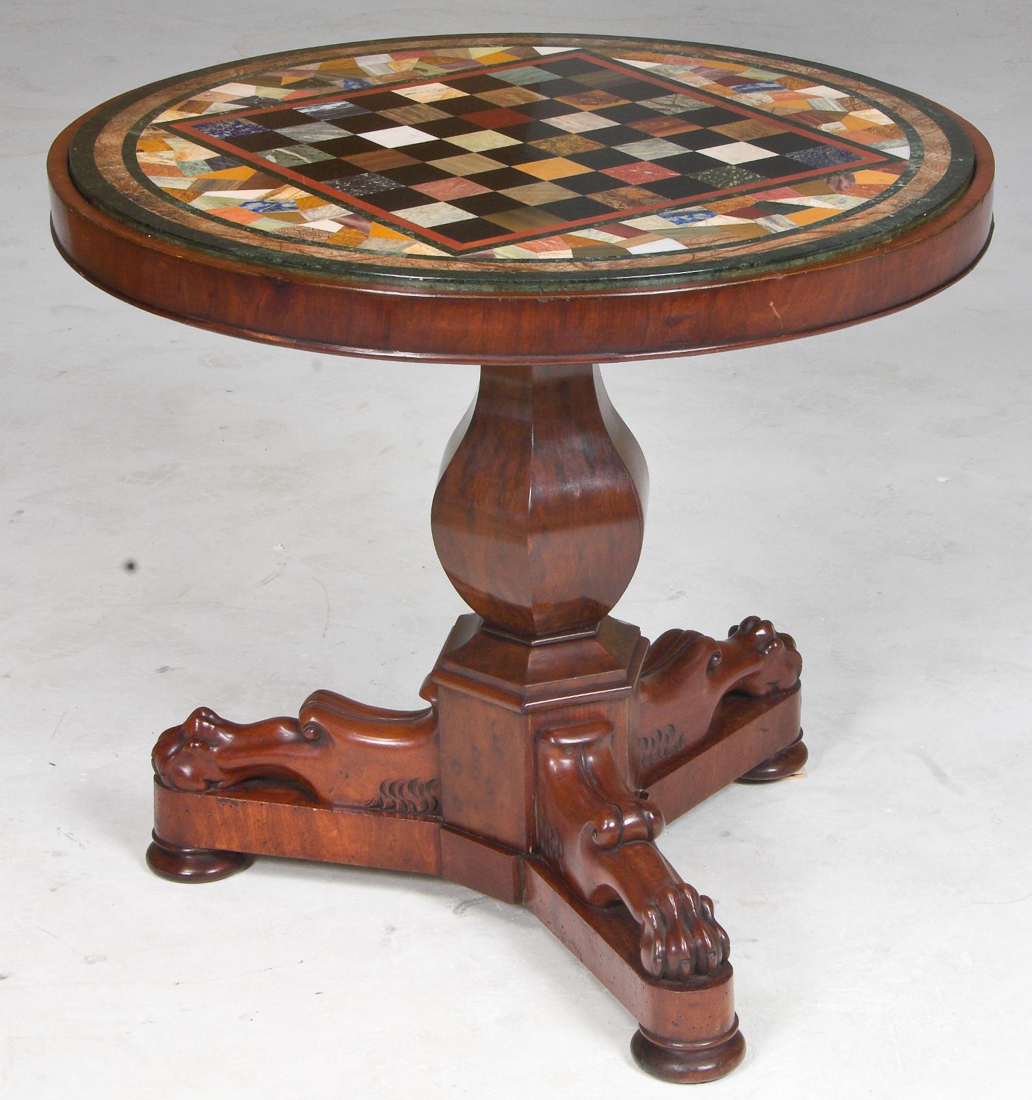 Victorian Specimen Marble-Top Chess Table
