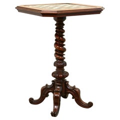 Antique Specimen Marble & Walnut Chess Top Occasional Table