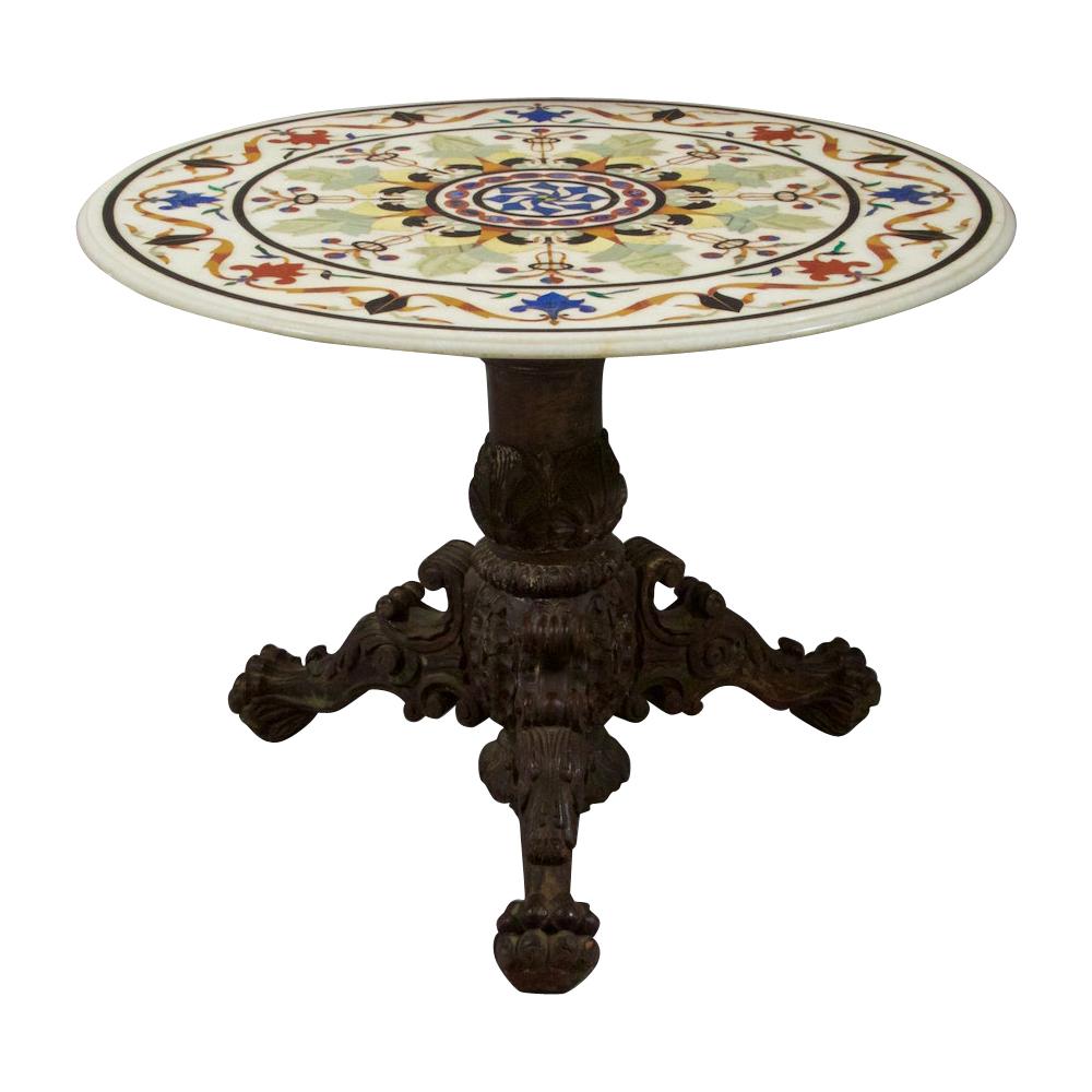 Table centrale en marbre incrusté Pietra Dura, spécimen