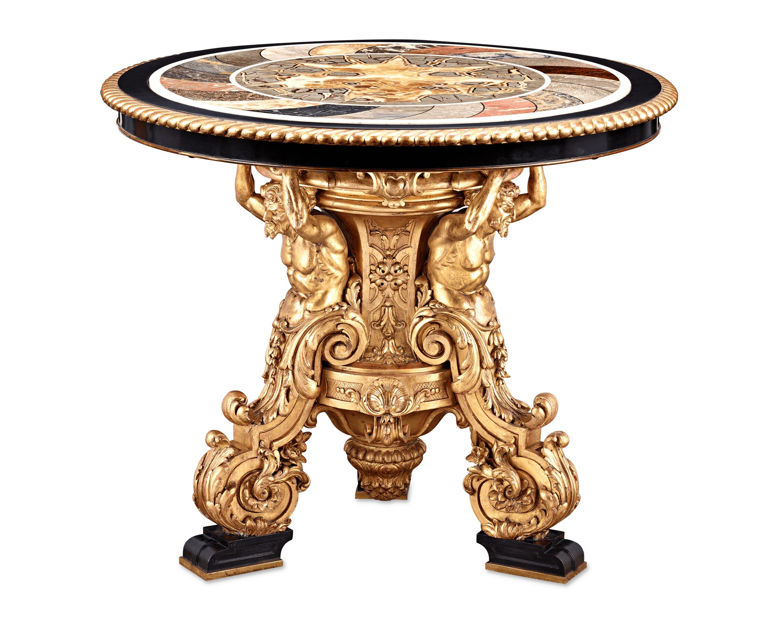 Specimen Table with Italian Giltwood Base In Excellent Condition In New Orleans, LA