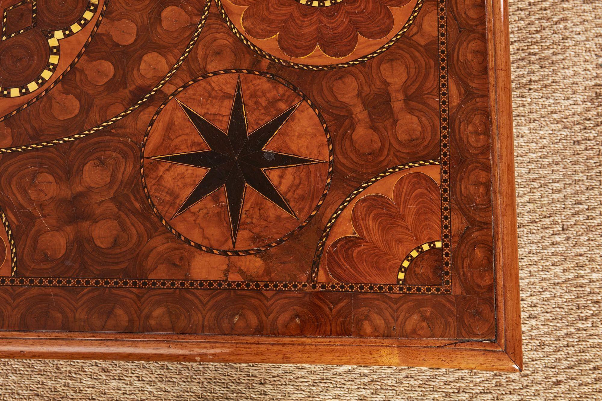Indian Specimen Wood Oyster Veneered Coffee Table For Sale
