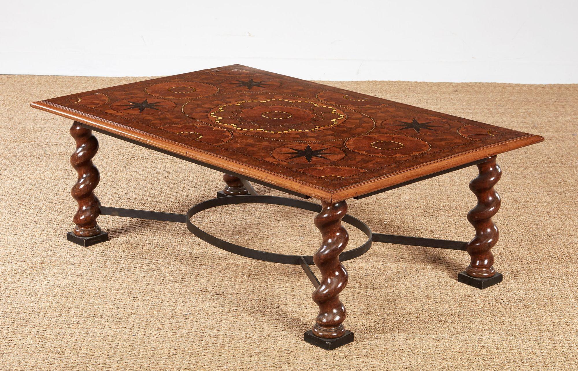 Hardwood Specimen Wood Oyster Veneered Coffee Table For Sale
