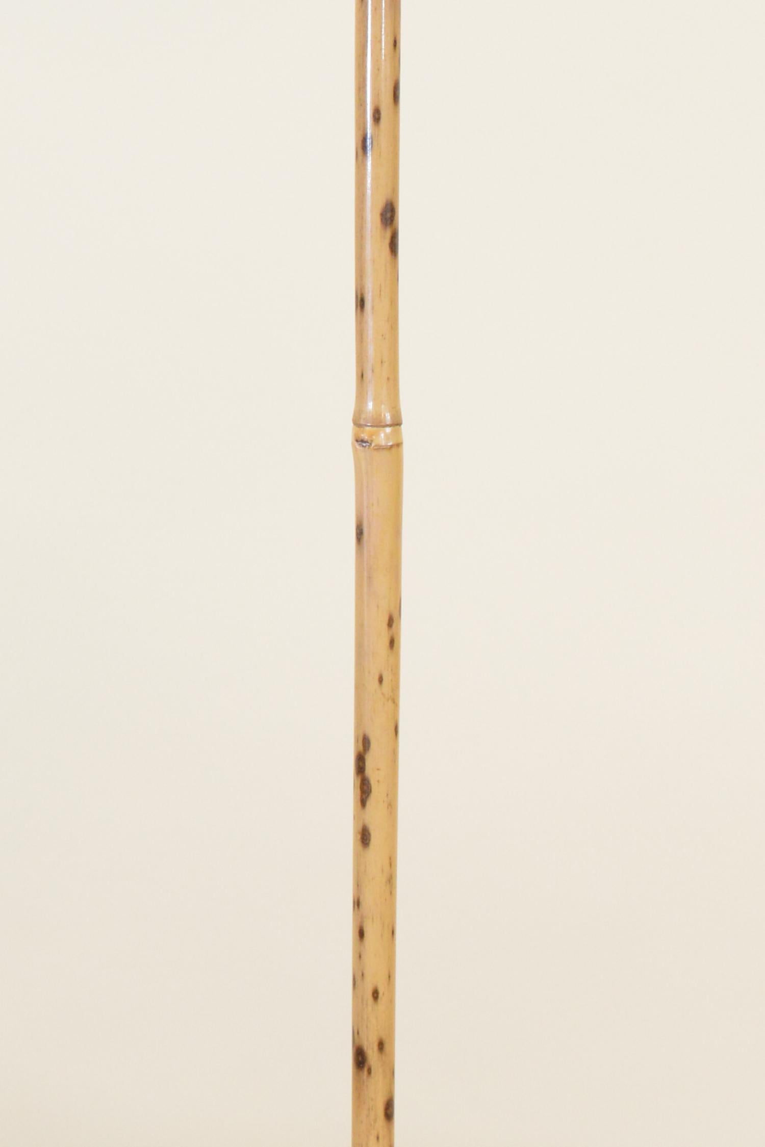 Contemporary Speckled Bamboo Task Lamp with Scallop Shell Shade and Coiled Seagrass Base For Sale