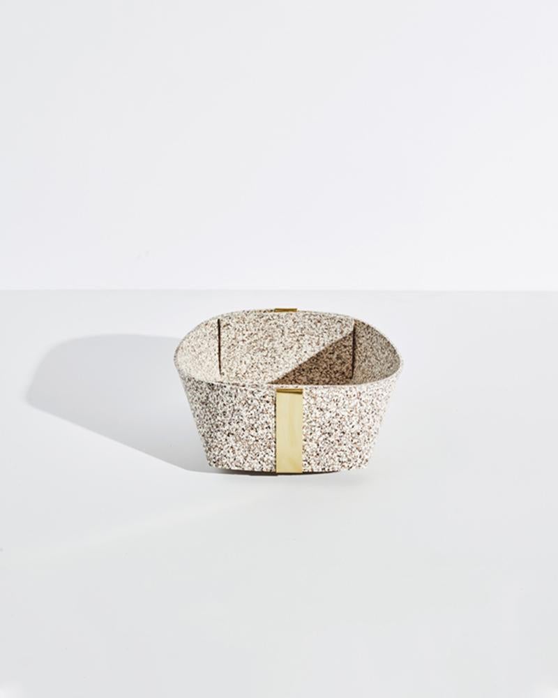 Speckled Beige Rubber and Brass Nesting Basket Set by Slash Objects 2