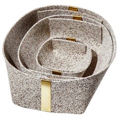 Speckled Beige Rubber and Brass Nesting Basket Set by Slash Objects