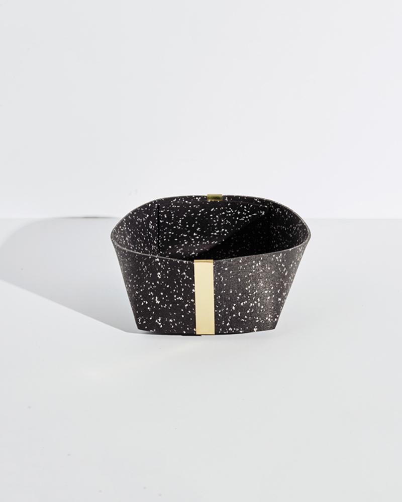 Speckled Black Rubber and Brass Basket Nesting Set by Slash Objects 1