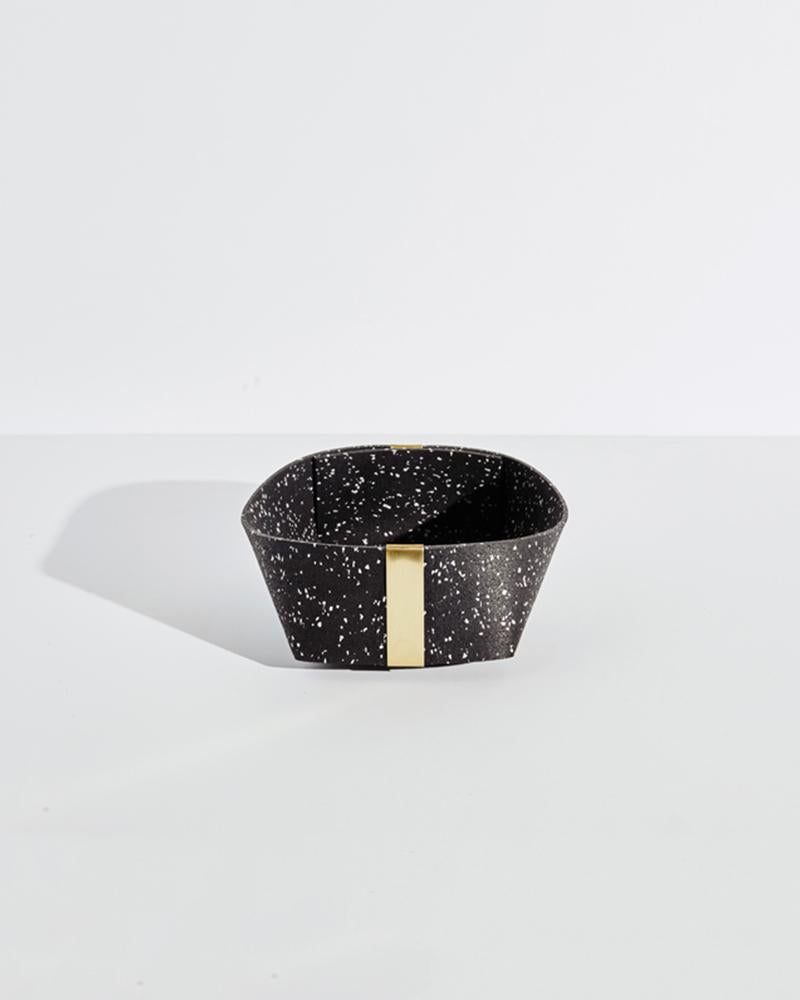 Speckled Black Rubber and Brass Basket Nesting Set by Slash Objects 2