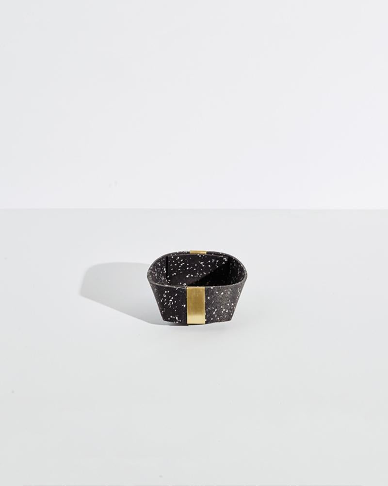 Speckled Black Rubber and Brass Basket Nesting Set by Slash Objects 3