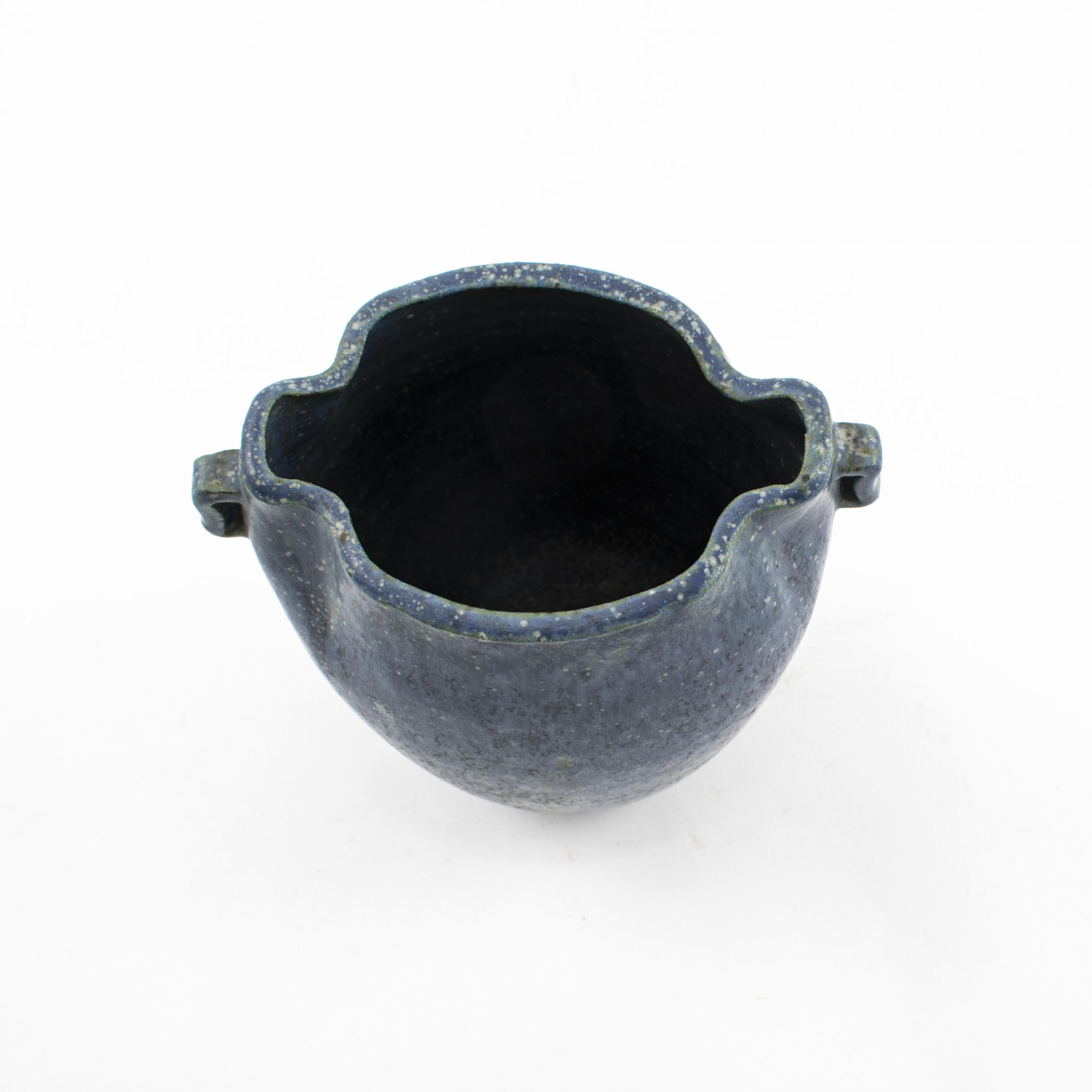 Modern Speckled Blue Stoneware Vase by Arne Bang