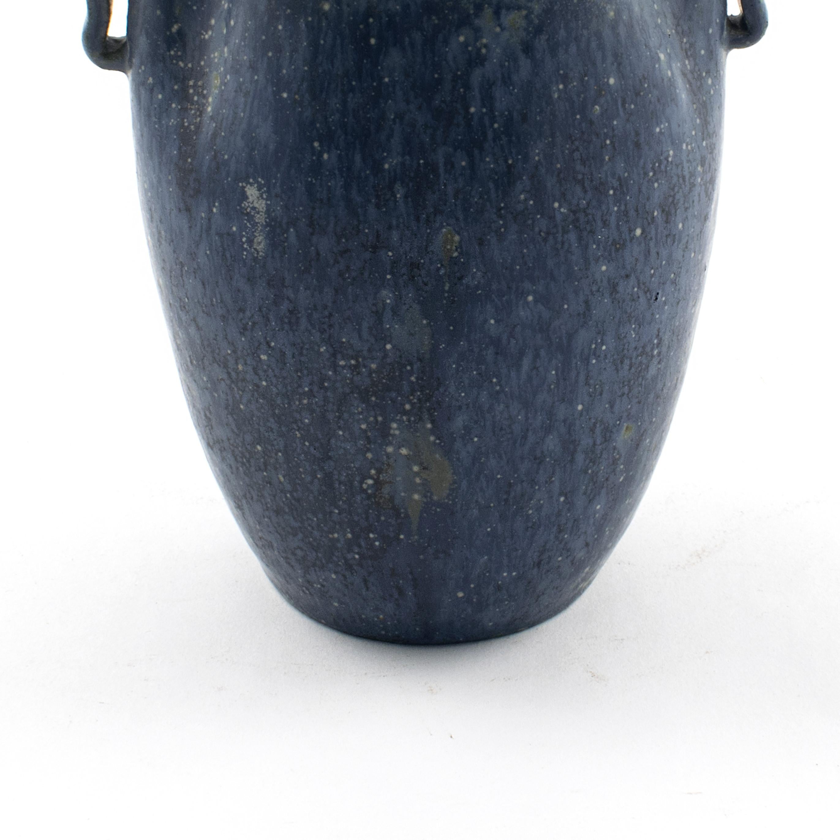 Speckled Blue Stoneware Vase by Arne Bang In Good Condition In Kastrup, DK