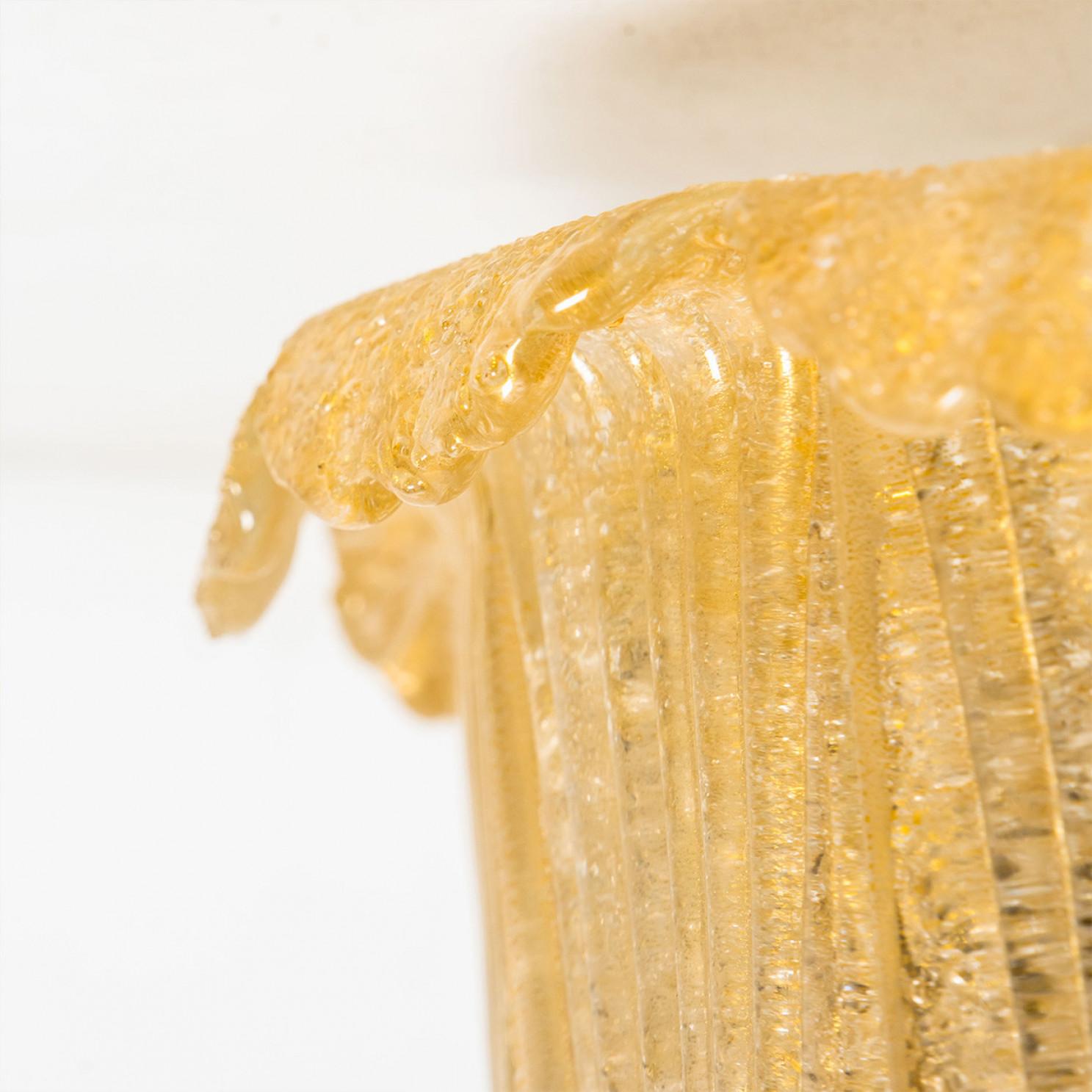 Barovier & Toso - Monture encastrée en verre de Murano transparent et moucheté or, Italie en vente 2