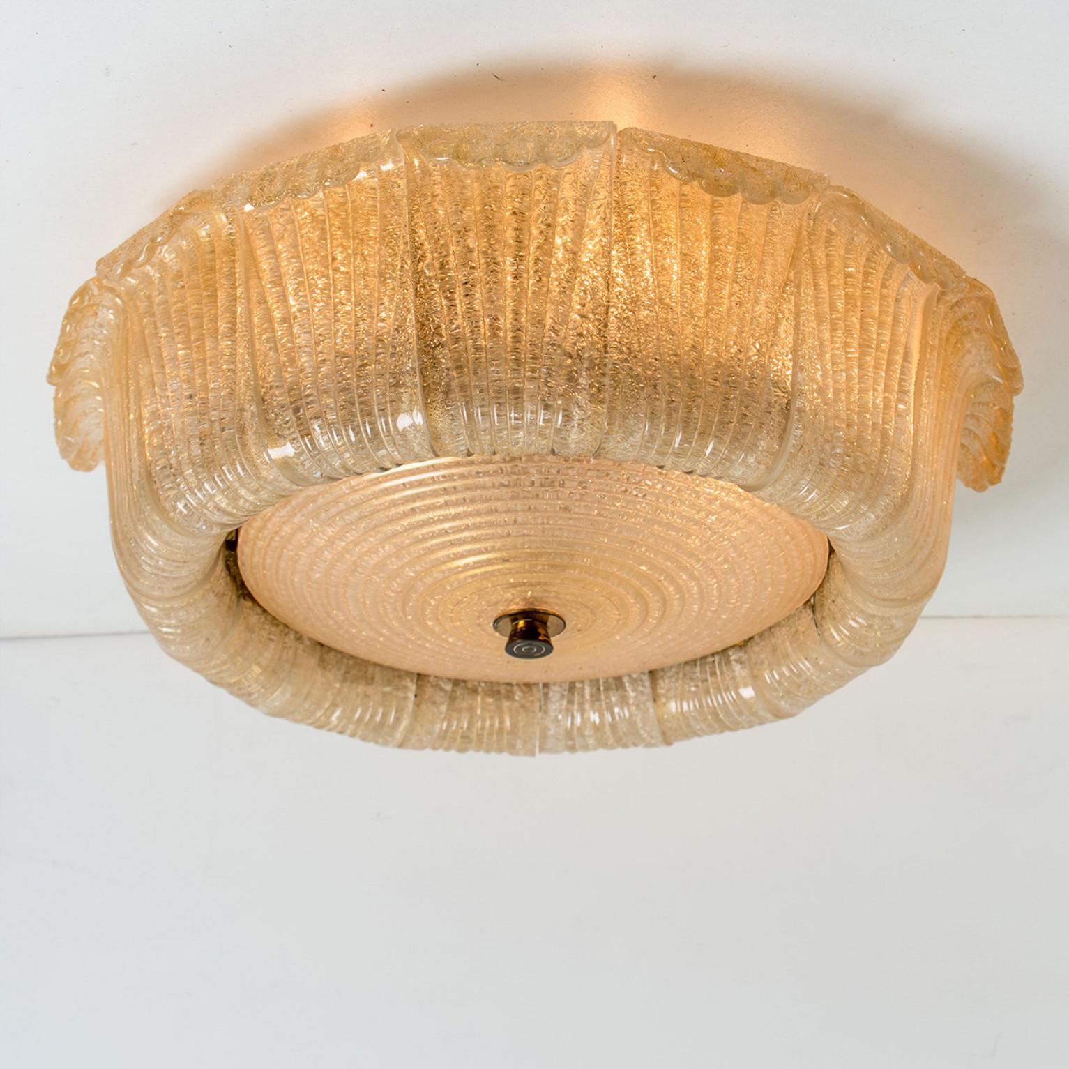 Barovier & Toso - Monture encastrée en verre de Murano transparent et moucheté or, Italie en vente 3