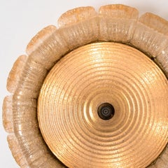 Speckled Clear Gold Glass Flush Mount Murano Glass Barovier & Toso, Italy