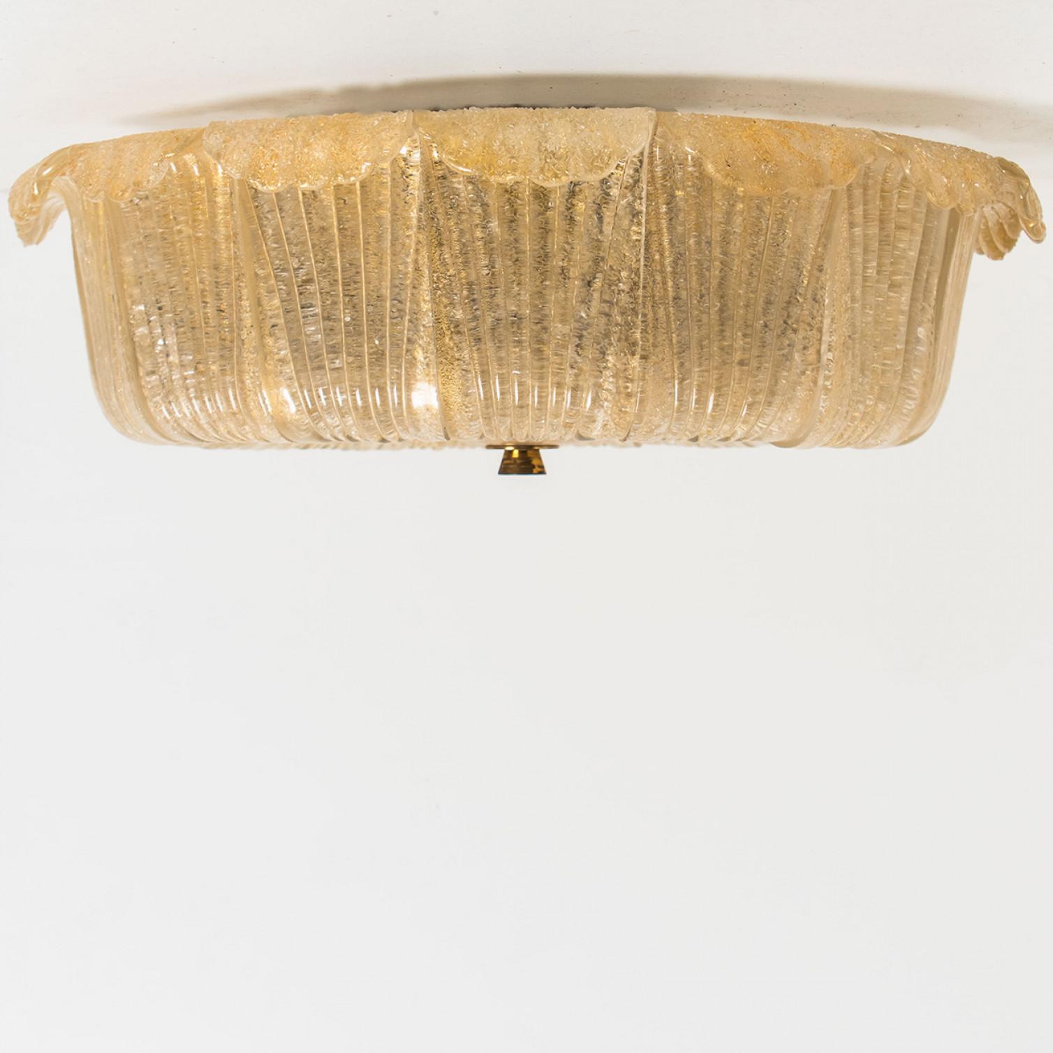 Autre Barovier & Toso - Monture encastrée en verre de Murano transparent et moucheté or, Italie en vente