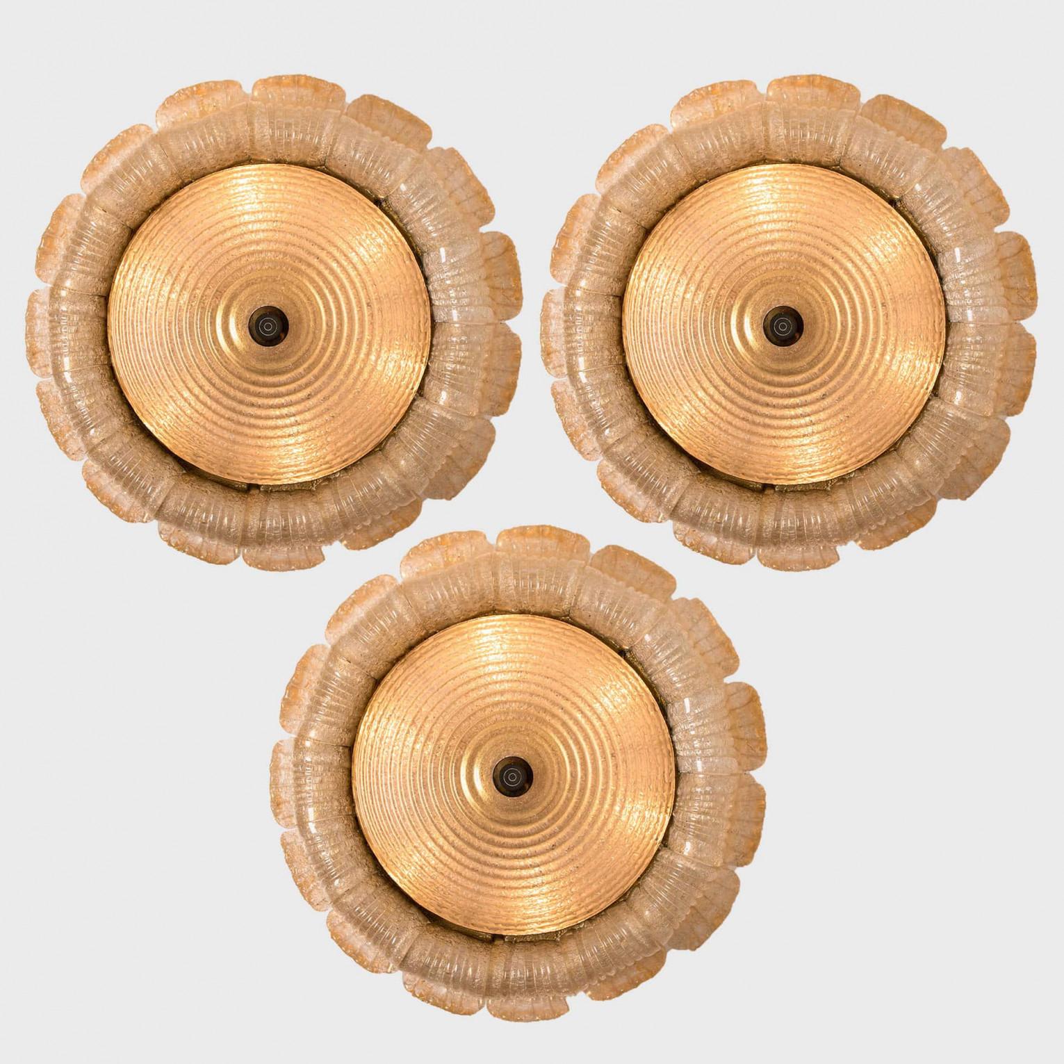 Barovier & Toso Einbaubeleuchtung aus klarem Goldglas, Italien (Sonstiges) im Angebot