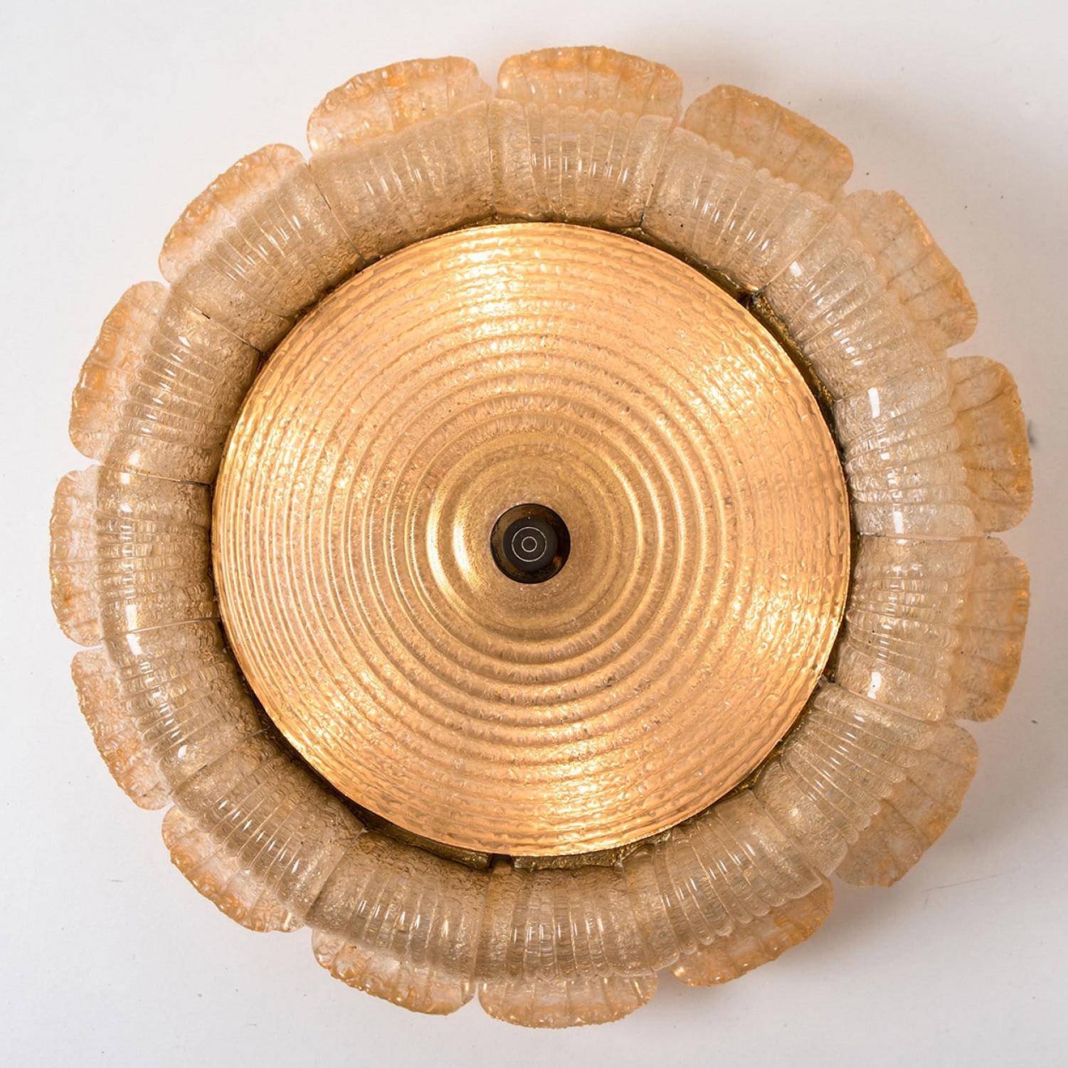 Other Speckled Clear Gold Glass Flush Mount Murano Glass Barovier & Toso, Italy For Sale