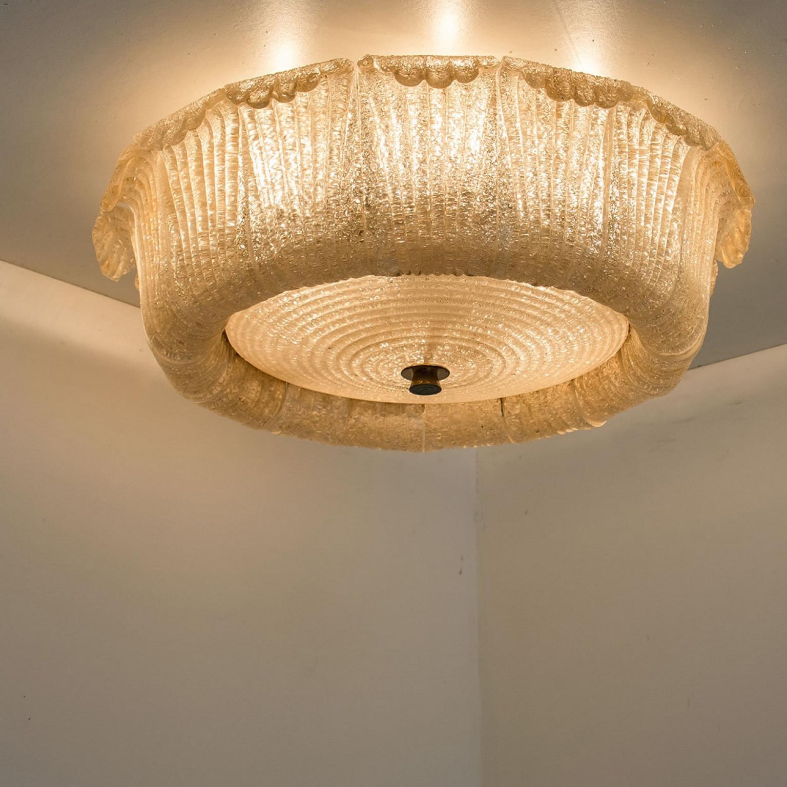 Lampada da incasso in vetro dorato trasparente Barovier & Toso, Italia In condizioni buone in vendita a Rijssen, NL