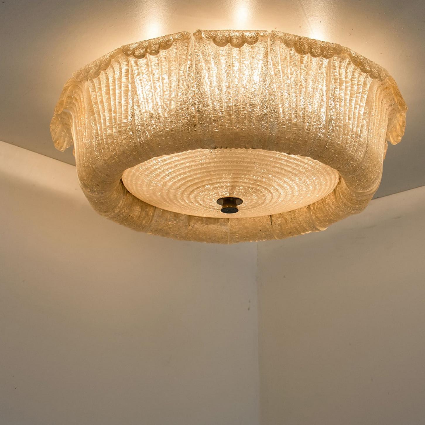 Barovier & Toso - Monture encastrée en verre de Murano transparent et moucheté or, Italie Bon état - En vente à Rijssen, NL