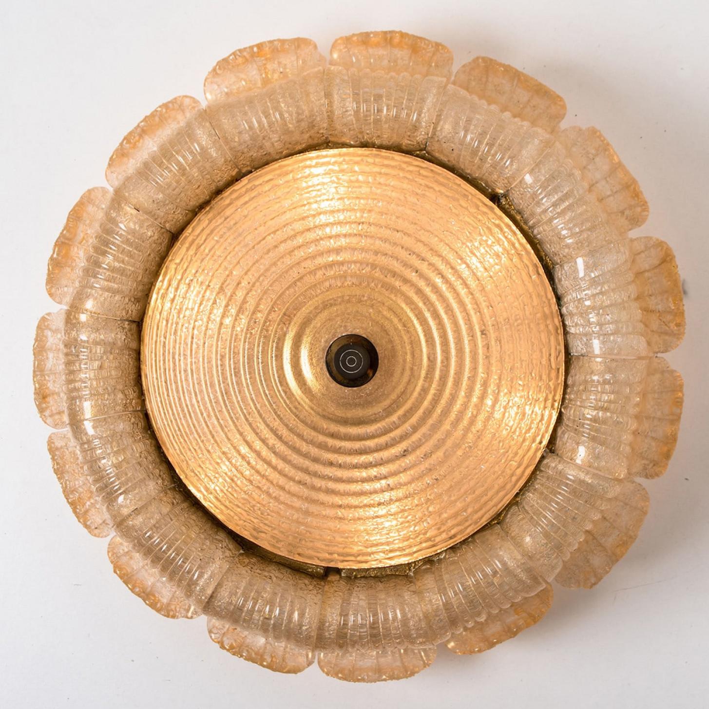Barovier & Toso Einbaubeleuchtung aus klarem Goldglas, Italien (Mitte des 20. Jahrhunderts) im Angebot