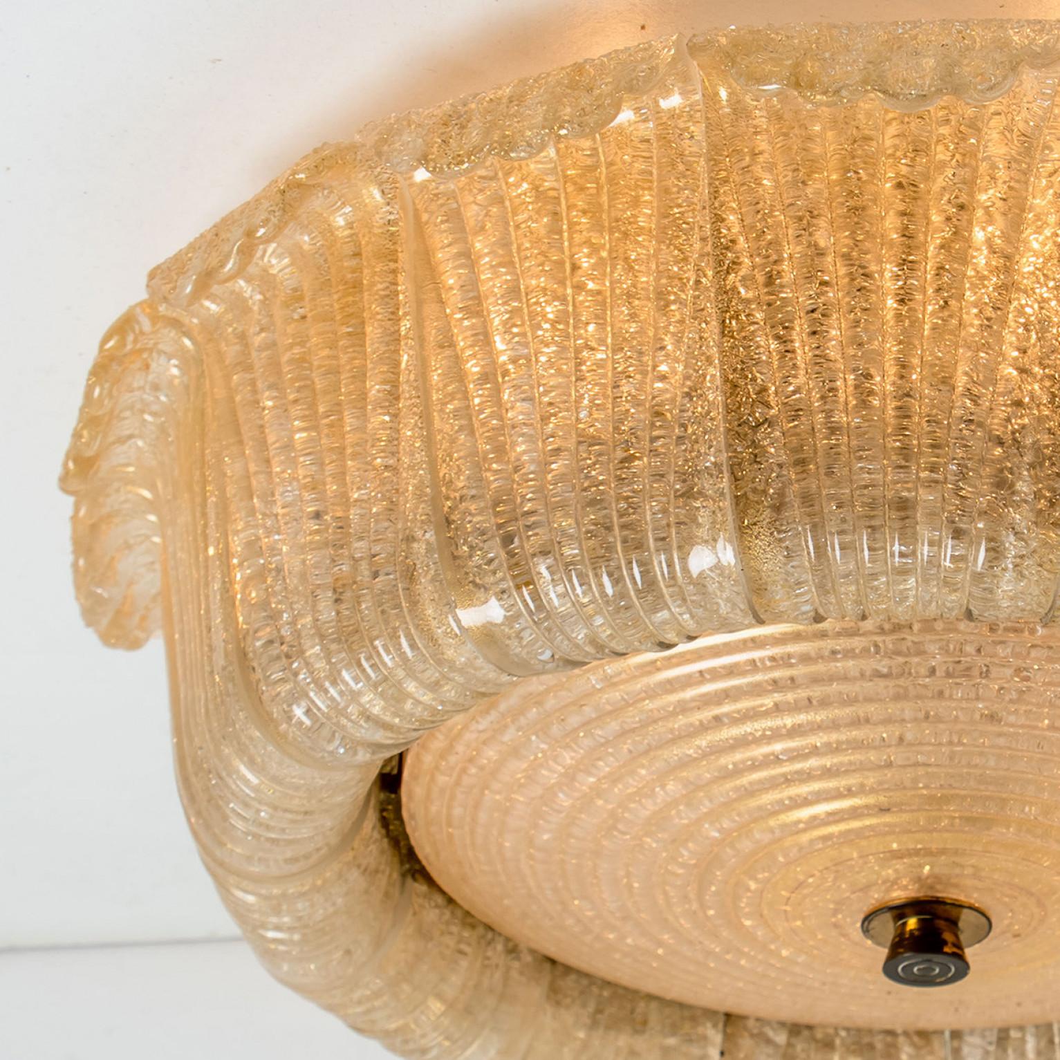 Barovier & Toso - Monture encastrée en verre de Murano transparent et moucheté or, Italie en vente 1
