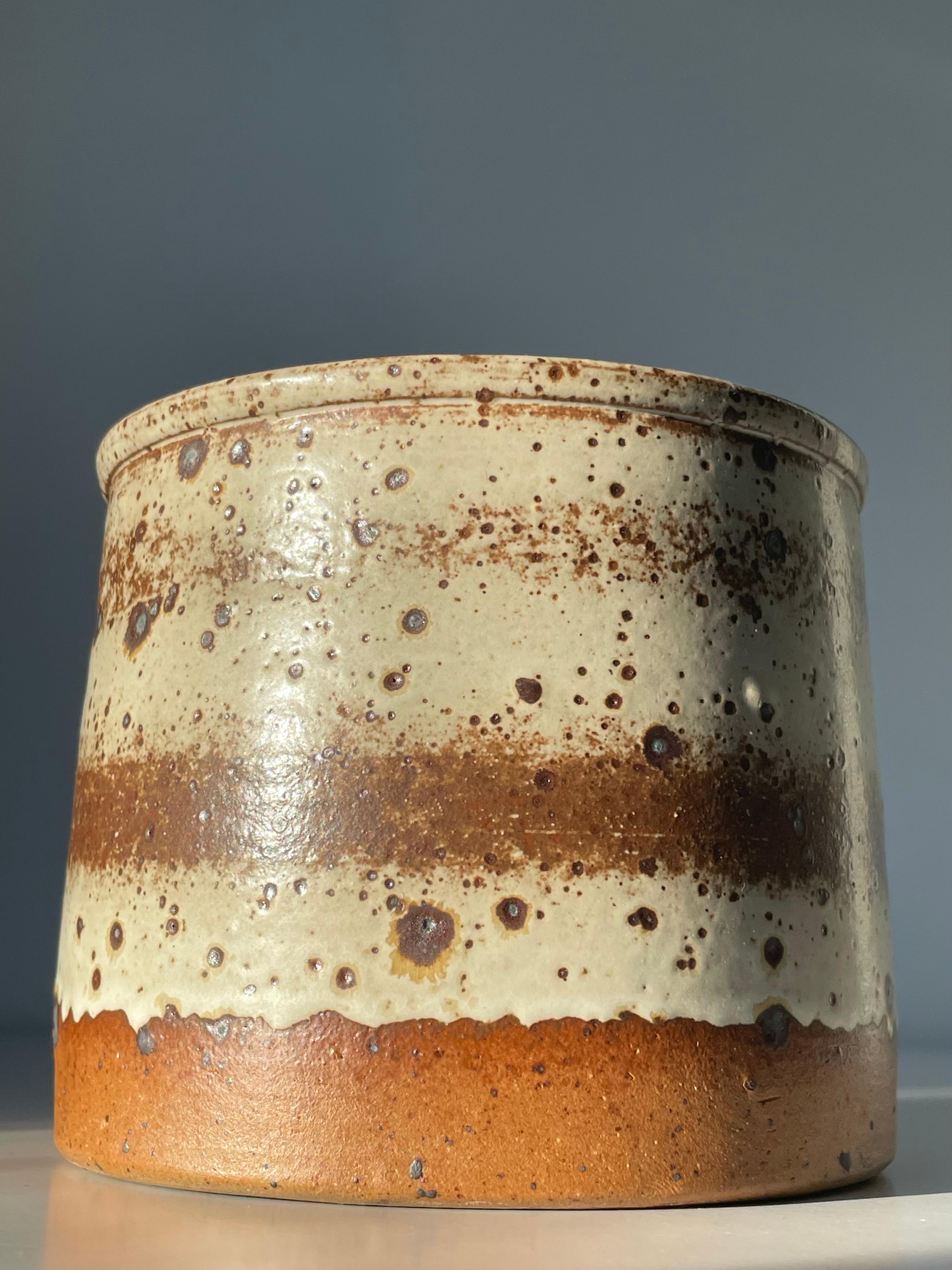 Mid-Century Modern Speckled Glaze Stoneware Planter, Denmark, 1960s For Sale