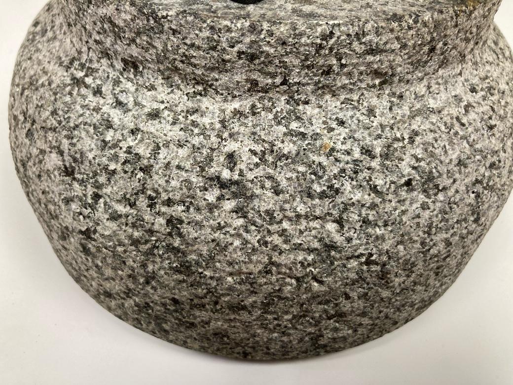 Carved Speckled Gray Granite Mortar and Pestle Set For Sale