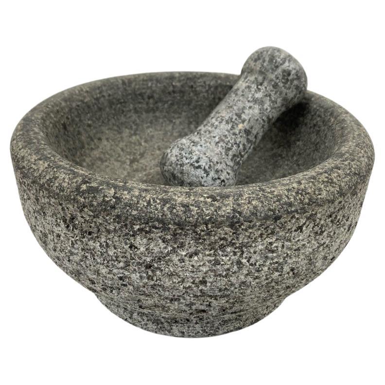 Speckled Gray Granite Mortar and Pestle Set For Sale