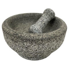 Vintage Speckled Gray Granite Mortar and Pestle Set