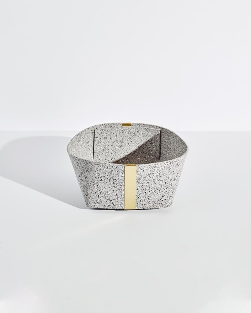 Contemporary Speckled Gray Rubber and Brass Basket Nesting Set by Slash Objects