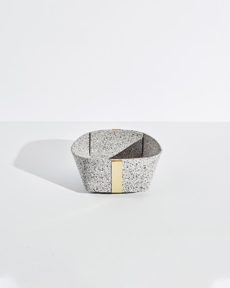Speckled Gray Rubber and Brass Basket Nesting Set by Slash Objects 1