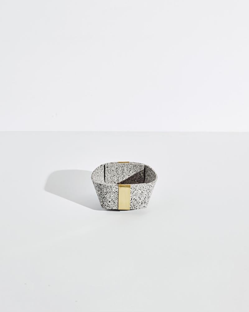 Speckled Gray Rubber and Brass Basket Nesting Set by Slash Objects 2