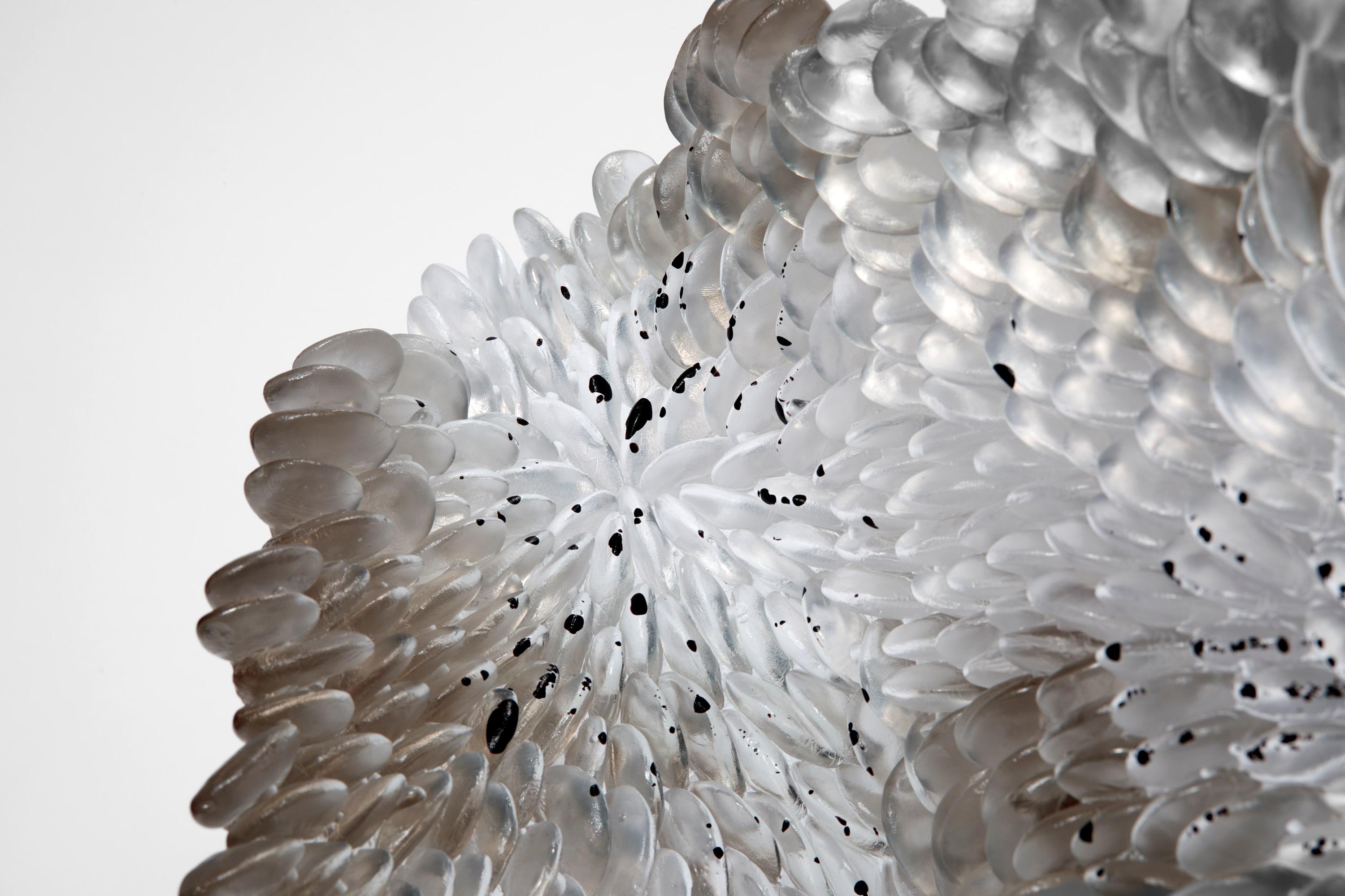 British Speckled Grey, Standing Textured Cast Glass Sculpture by Nina Casson McGarva