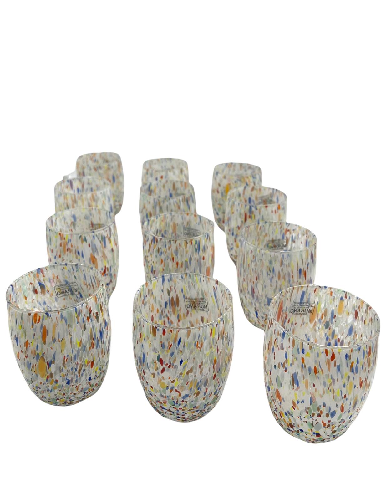 Speckled Italian Murano Dining Cups, Set of 12 For Sale 3