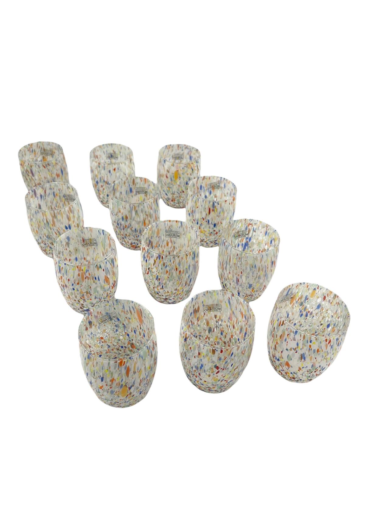 Speckled Italian Murano Dining Cups, Set of 12 For Sale 4