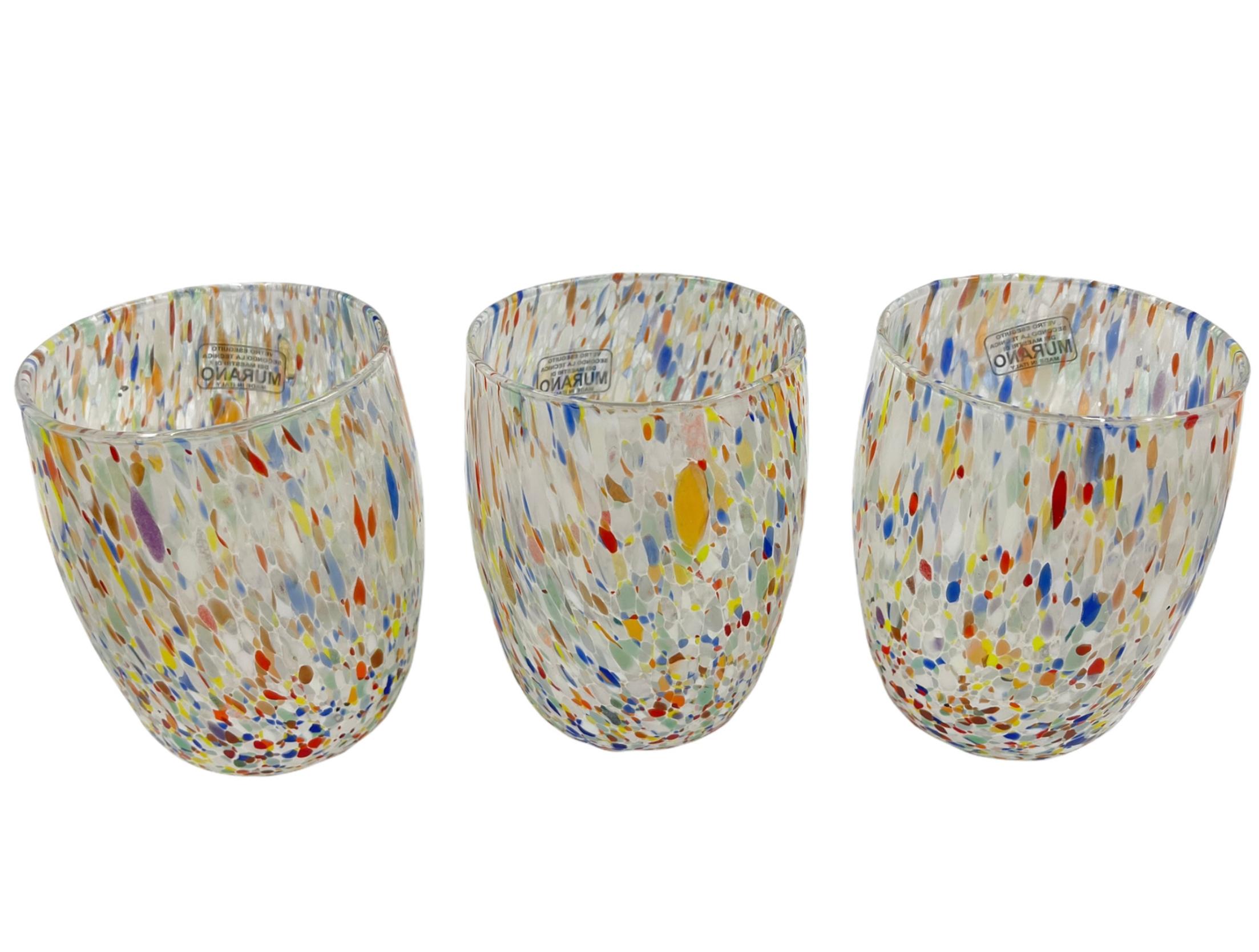 Mid-Century Modern Speckled Italian Murano Dining Cups, Set of 12 For Sale