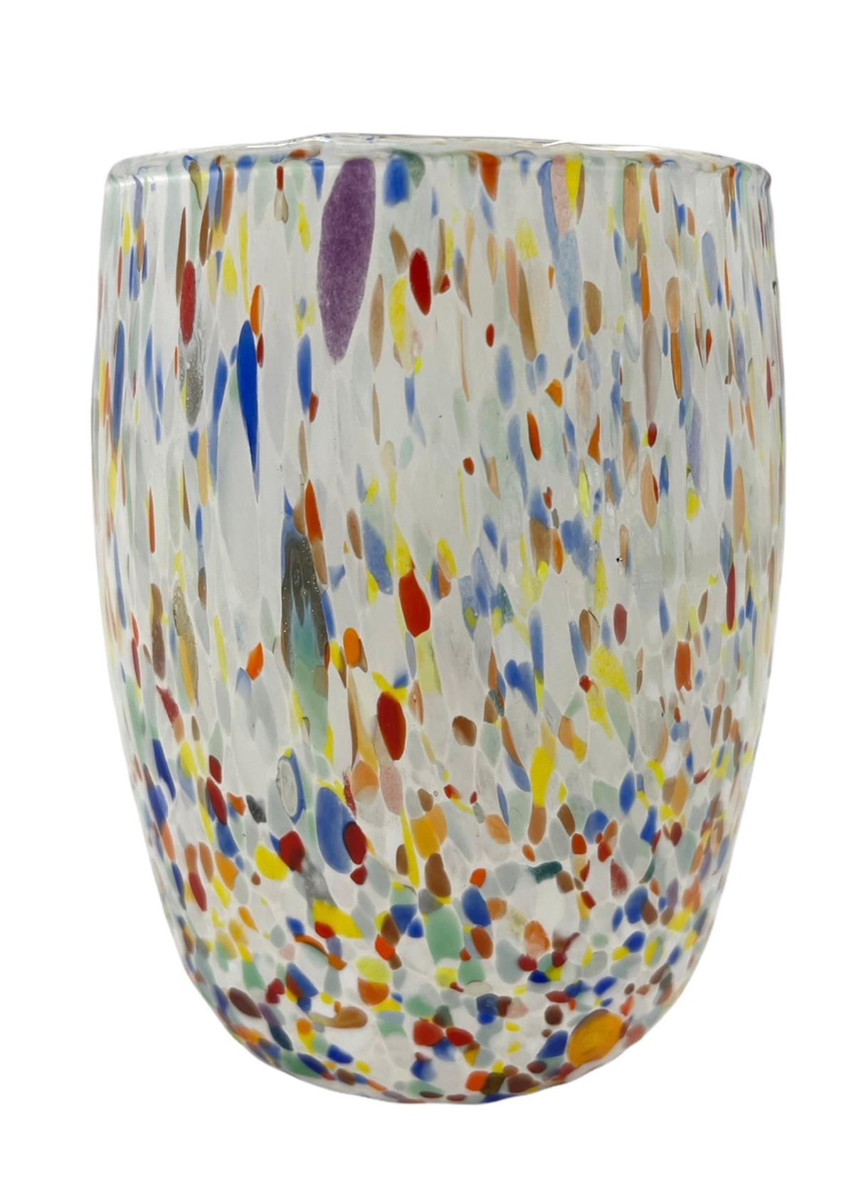 Hand-Crafted Speckled Italian Murano Dining Cups, Set of 12 For Sale