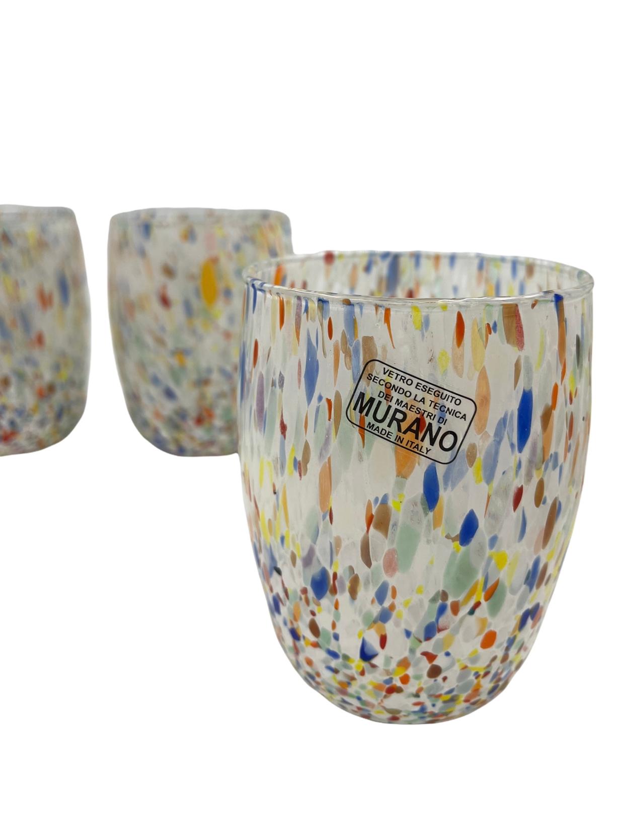 Speckled Italian Murano Dining Cups, Set of 12 In Excellent Condition For Sale In Bastrop, TX