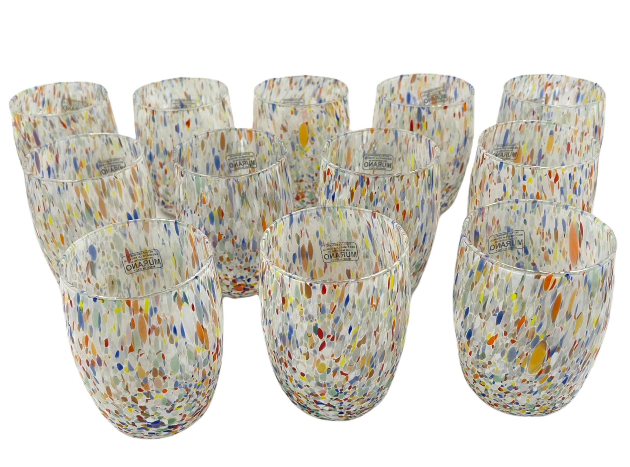 Speckled Italian Murano Dining Cups, Set of 12 For Sale 2