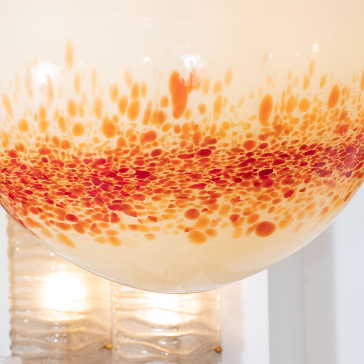 Mid-Century Modern Speckled Murano Glass Spherical Pendant Fixture