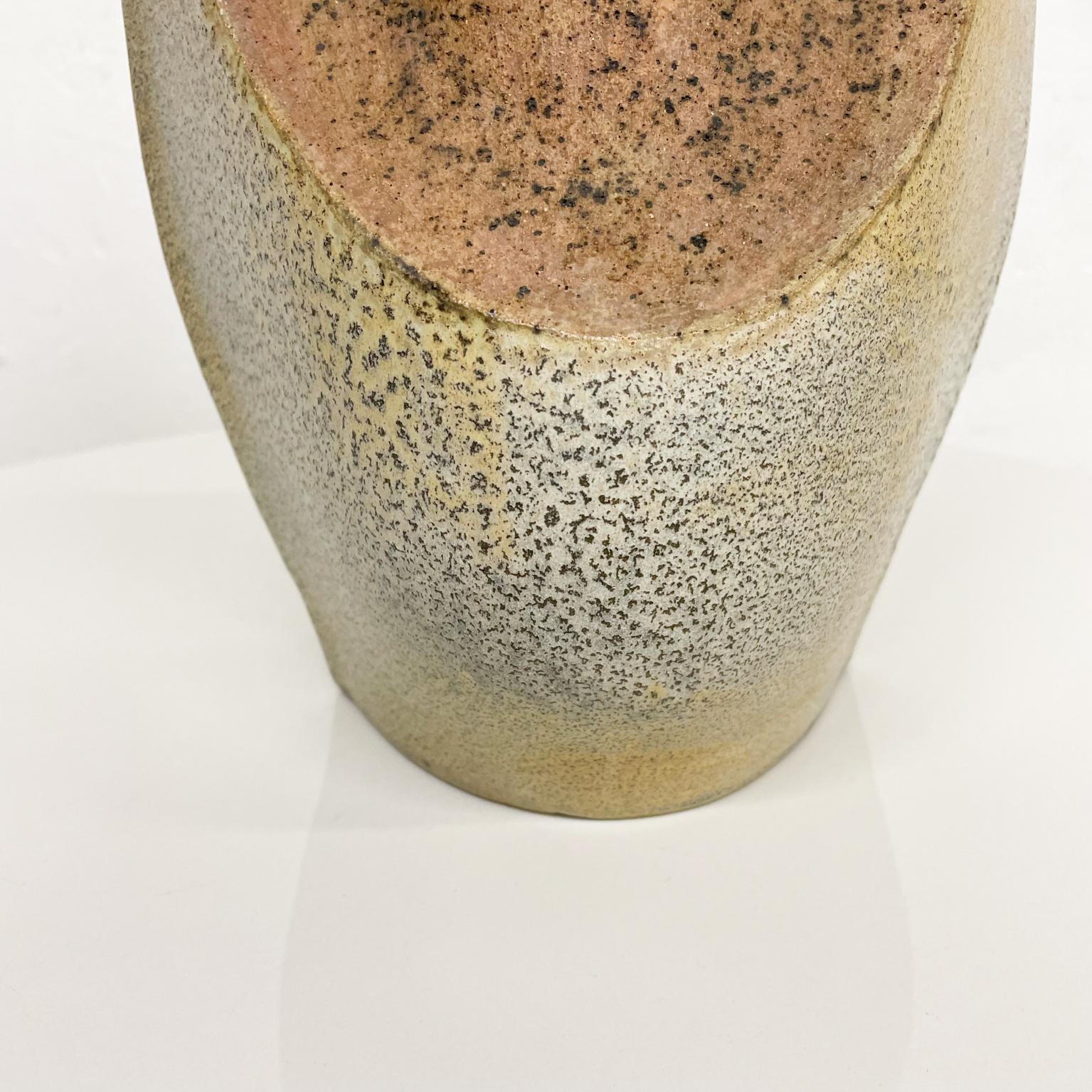 Brazilian Speckled Pottery Sculptural Modernist Vase by Chico Ribeiro Munoz Brazil For Sale