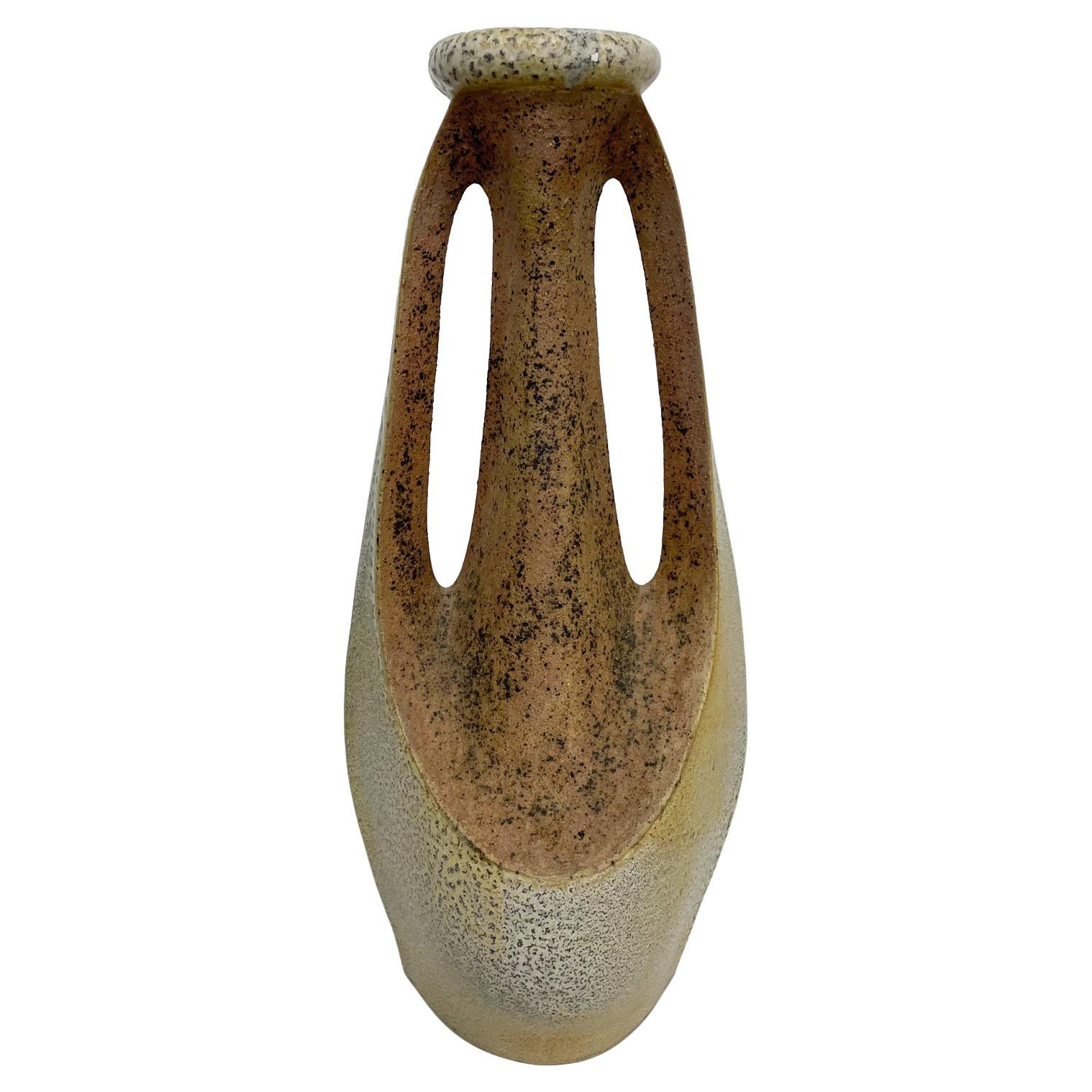 Speckled Pottery Sculptural Modernist Vase by Chico Ribeiro Munoz Brazil For Sale
