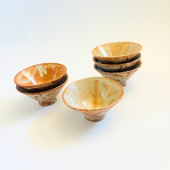 Speckled Terra Cotta Pottery Rice Bowls - Set of 6