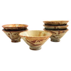 Speckled Terra Cotta Pottery Rice Bowls - Set of 6