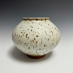 Speckled White Ceramic Moon Jar by Jason Fox