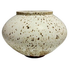 Speckled White Ceramic Moon Jar by Jason Fox