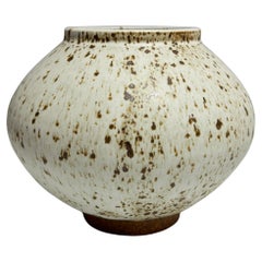 Speckled White Ceramic Moon Jar by Jason Fox