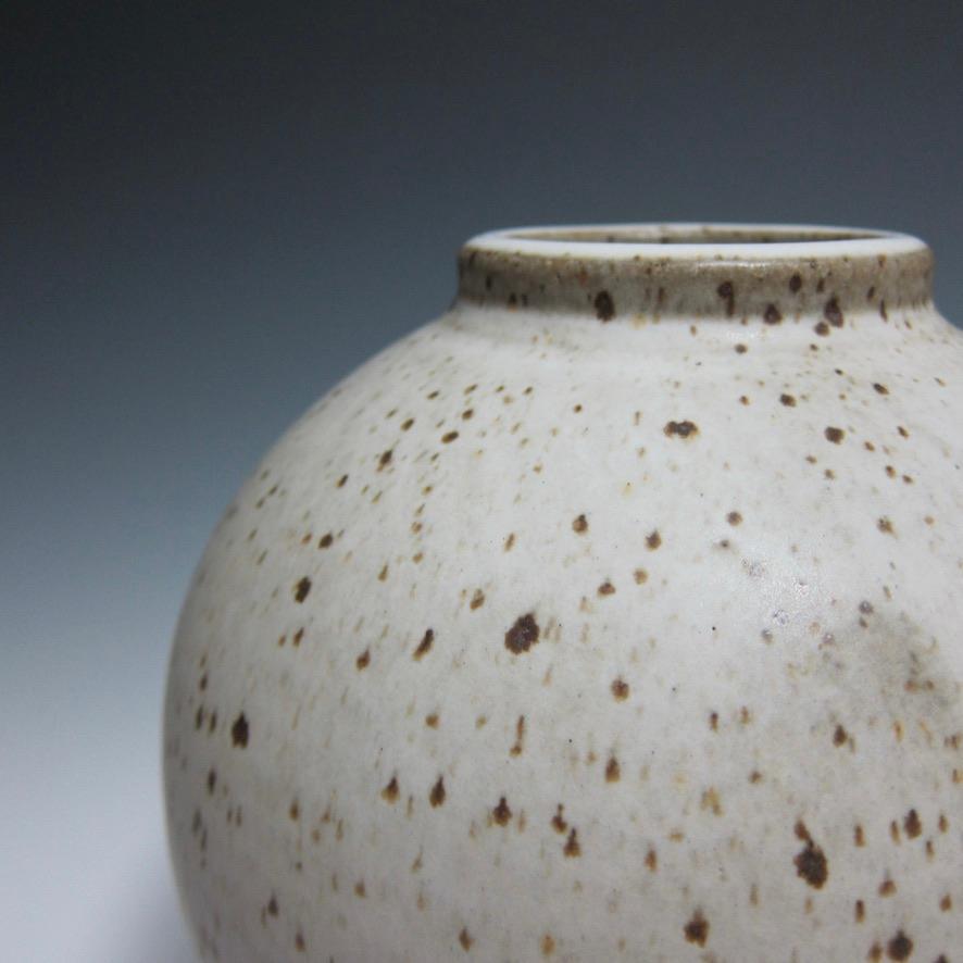 Fired Speckled White Ceramic Vessel by Jason Fox For Sale