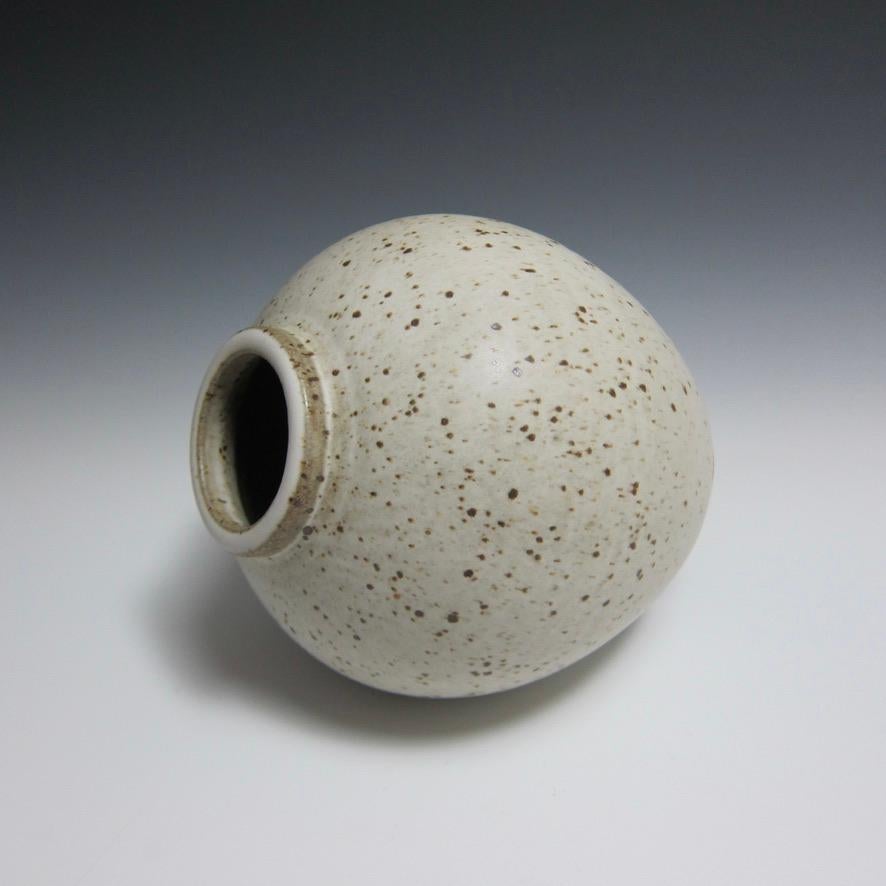 Contemporary Speckled White Ceramic Vessel by Jason Fox For Sale