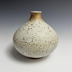 Speckled White Flower Bottle by Jason Fox, Handcrafted Ceramic Design, USA