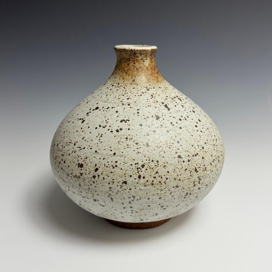 Modern Speckled White Flower Bottle by Jason Fox For Sale
